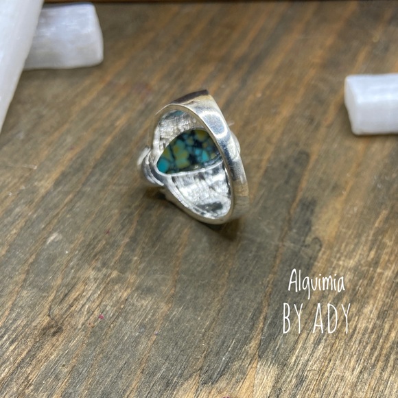 Navajo turquoise statement gem ring/Navajo turquoise ring/ souwestern jewelry - Picture 3 of 15